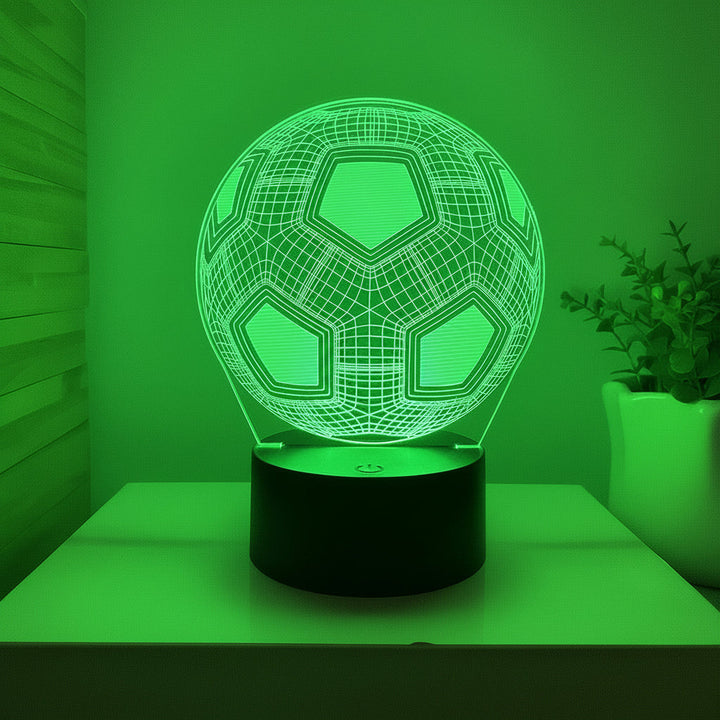 Fotballtema 3D LED lampe, perfekt innredning og nattlys for sportsentusiaster.