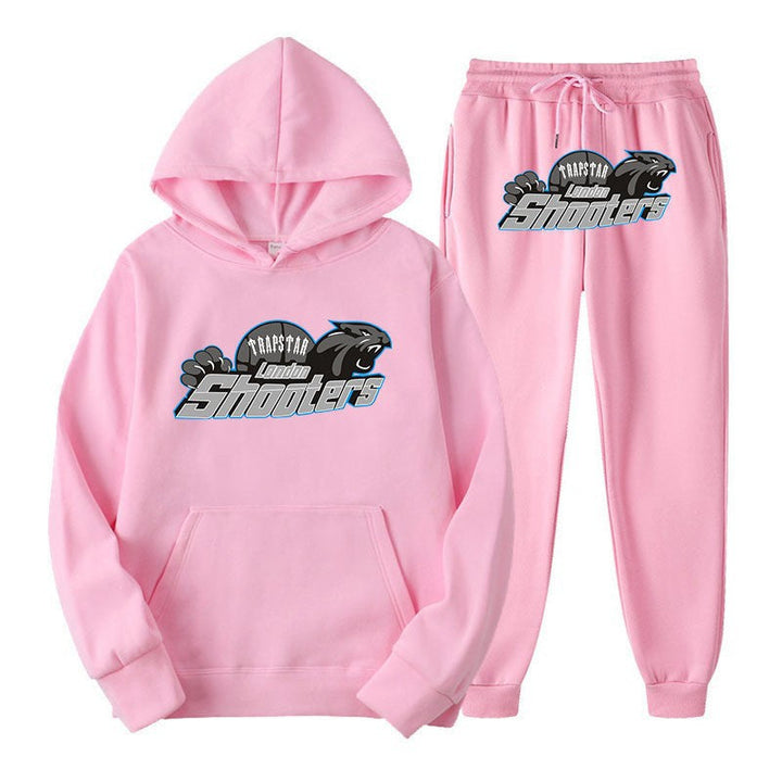 Hvit hettegenser og joggebukse sett, et rent og moderne valg for komfortabel streetwear.