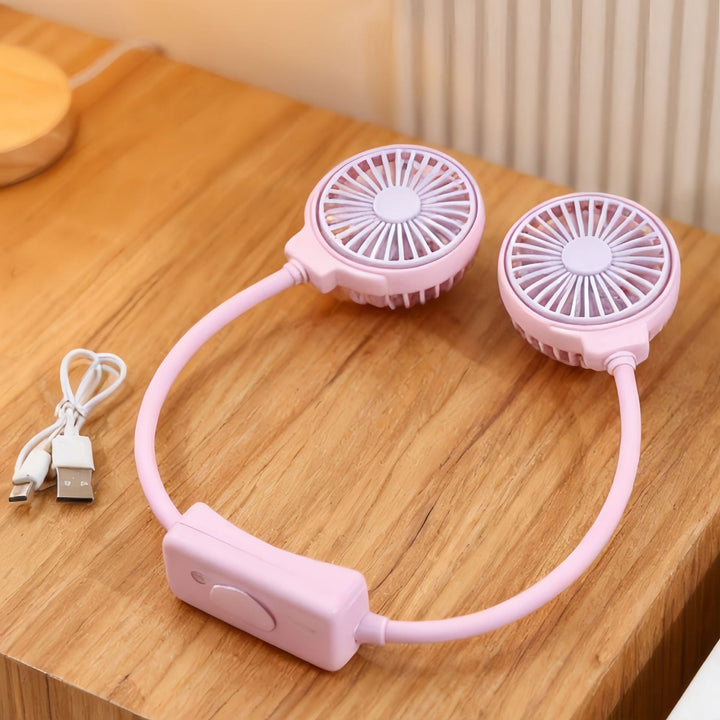 Lettvektig nakkefan for sommeren. Bærbar vifte med dobbel ventilasjon for optimal handsfree kjøling.