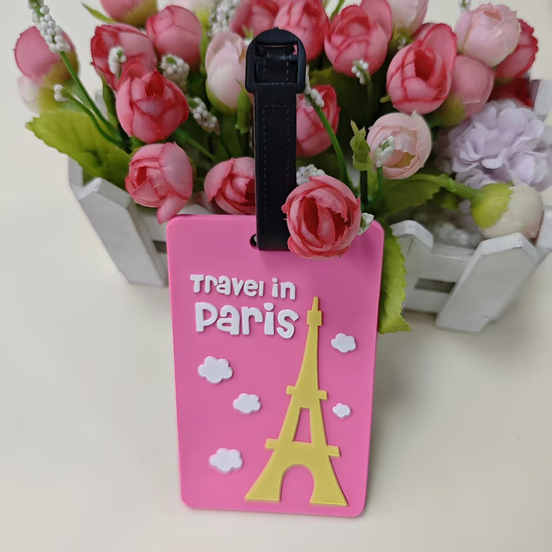 Paris-inspirert bagasjetag i myk silikon, Eiffeltårn-motiv. Gjør det enklere å skille ut din koffert på båndet.