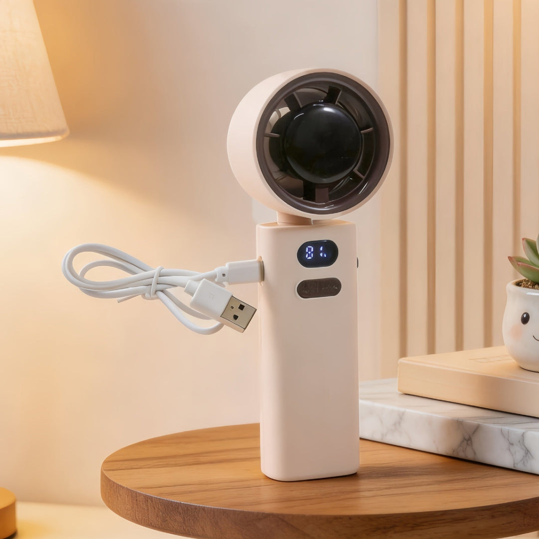 Kompakt USB-vifte for damer, ideell for sommer. Gi deg forfriskende kjøling på kontoret, utendørs eller på farten.
