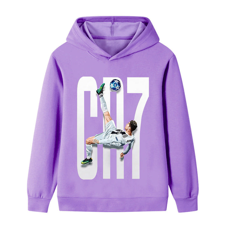 Fotballklær: Ronaldo hettegenser for barn. Vis din entusiasme for sport. Kvalitets barne hoodie.