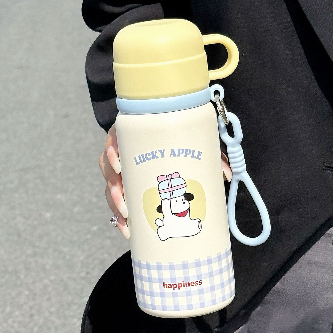 Søt kaninmotiv termokopp, 600ml lekkasjesikker og BPA-fri, rosa/blå drikkekopp for dame.