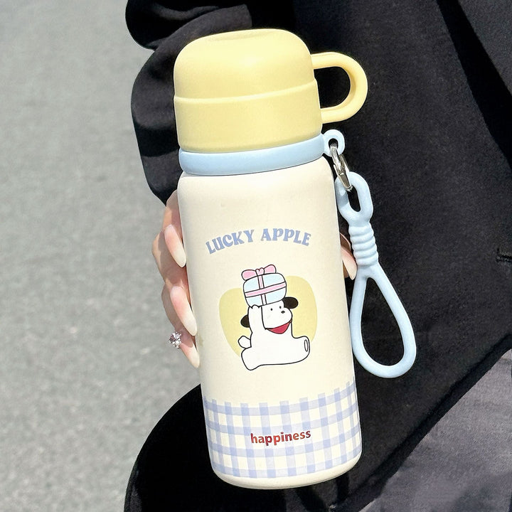 Søt kaninmotiv termokopp, 600ml lekkasjesikker og BPA-fri, rosa/blå drikkekopp for dame.