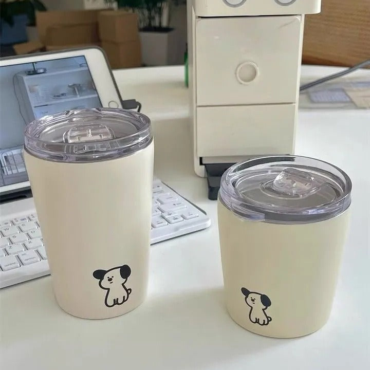 Gjenbrukbar 360 ml termokopp for kvinner med søtt dyredesign. Ideell som drikkeflaske, kaffekopp eller tekop.