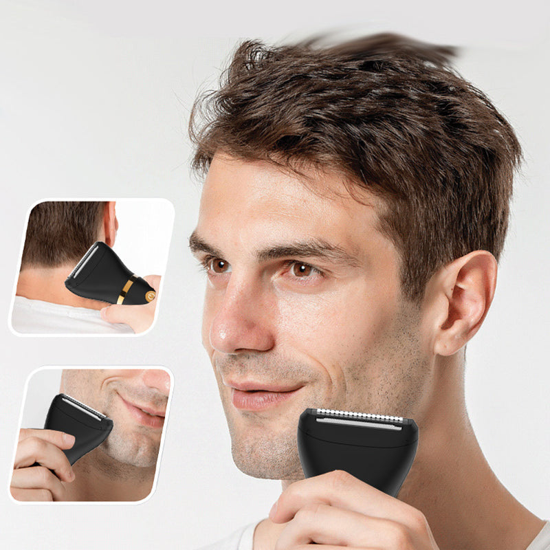 Oppladbar herrepleie trimmer med skarpt keramisk blad for jevn barbering.