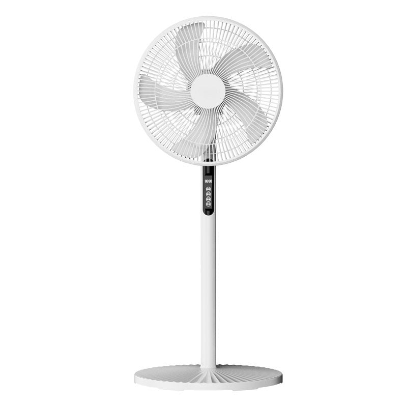 Elegant stående vifte med stillegående drift, lyser opp stuen med frisk sommerluft og moderne design.