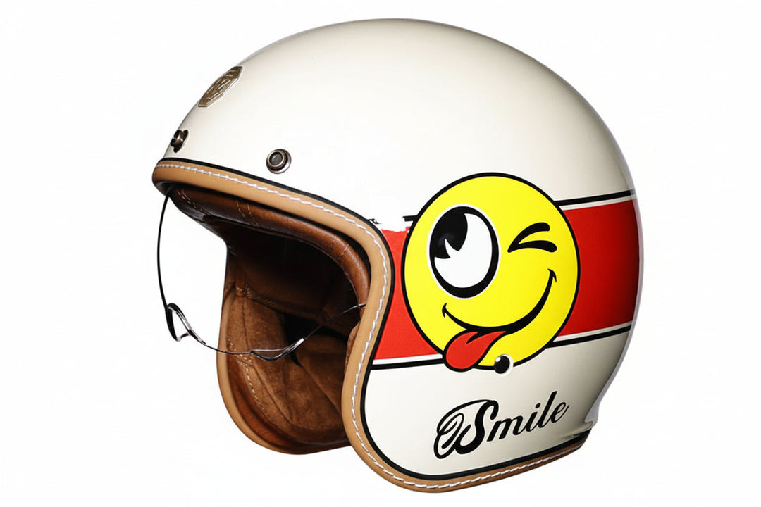 Sikker retro motorsykkelhjelm, DOT ECE-sertifisert, med komfortabel passform for menn og kvinner.