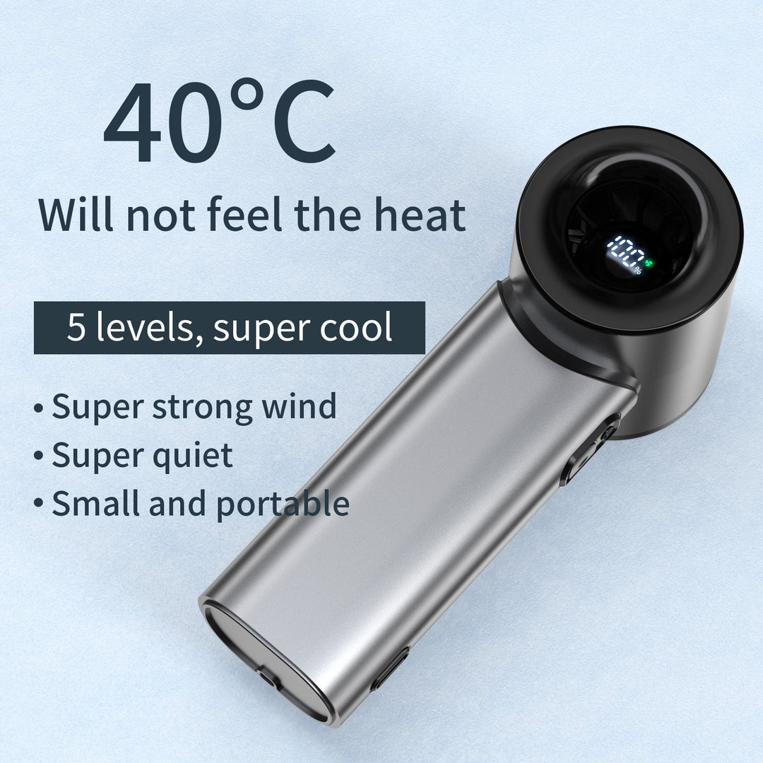 Elegant bærbar vifte for damer, sikrer kjøling på farten med smart temperaturovervåking. Ideell sommer.