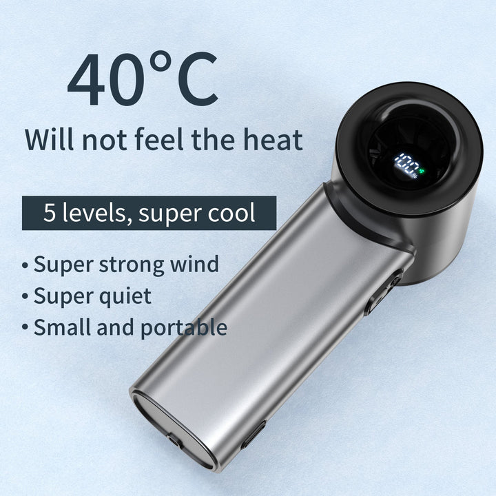 Elegant bærbar vifte for damer, sikrer kjøling på farten med smart temperaturovervåking. Ideell sommer.