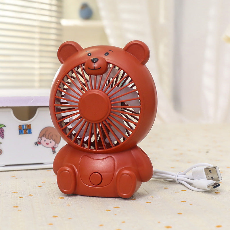 Bærbar håndvifte med søtt bjørndesign; stillegående USB-minivifte for dame, ideell for sommer og reise.