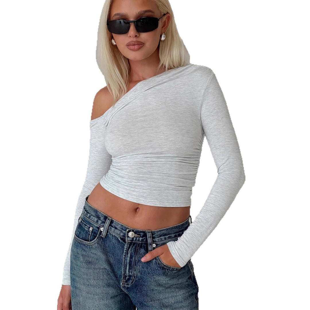 Allsidig off-shoulder rynkeskjorte dame. Komfortabel og stilfull langermet genser til hverdag og fest.