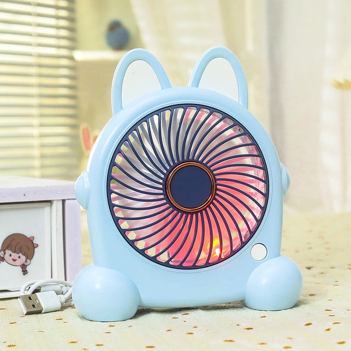 Bærbar USB-vifte med søtt katte- eller bjørnedesign, gir frisk luft på farten.