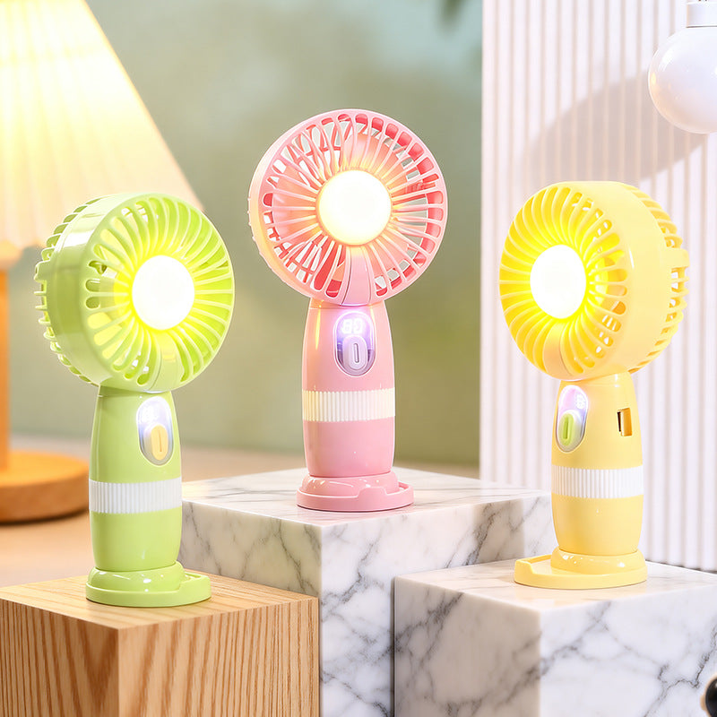 Bærbar USB håndvifte med LED-lys, digital temperaturvisning. Ideell for personlig kjøling om sommeren.
