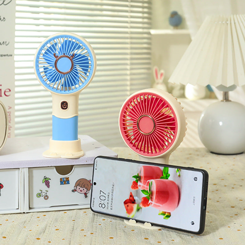 Rosa bærbar håndvifte med søt katteform. Ideell USB vifte for sommer og kontor.