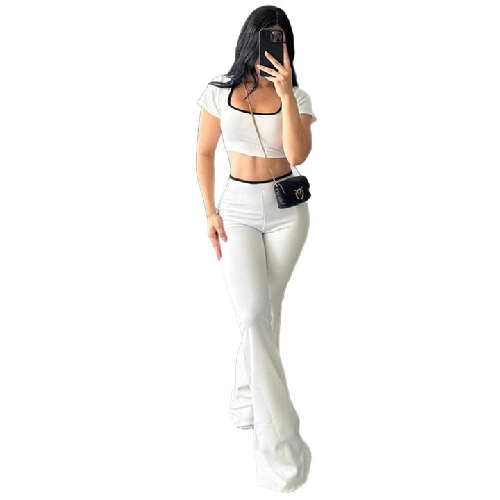 Motete todelt sett for kvinner, med elegant crop-top og vide bukser. Passer til sommerfest og hverdagsbruk.