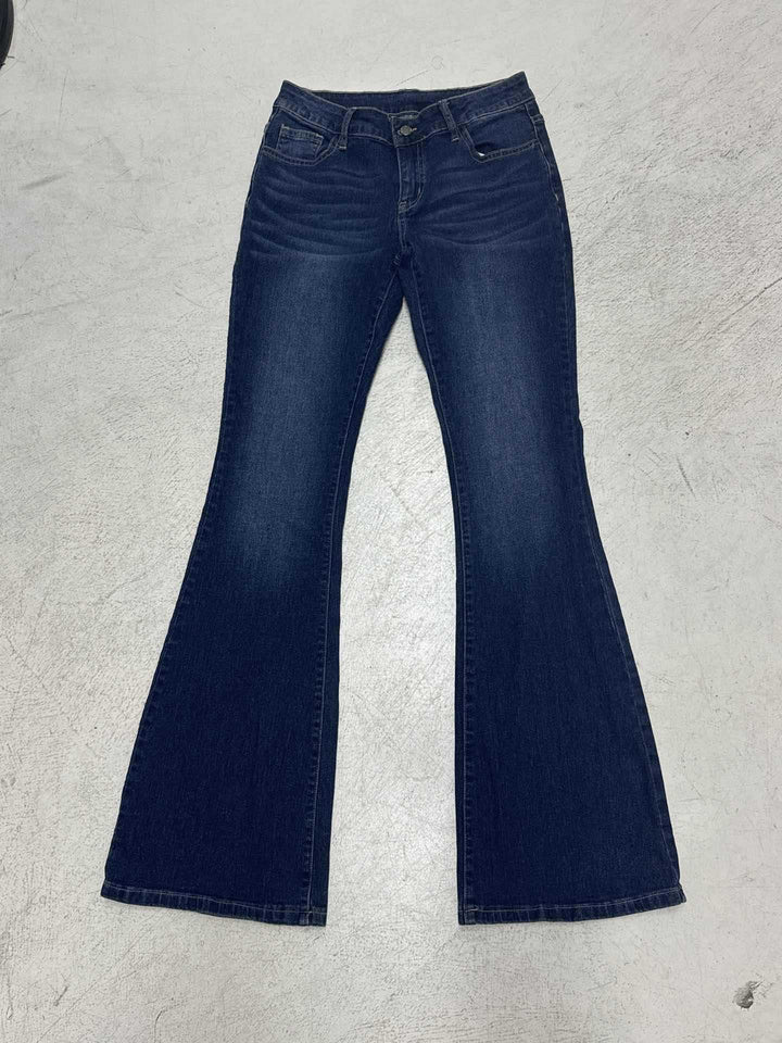 Trendy blå høy midje schlagjeans for kvinner, med flared ben for en avslappet, men stilig hverdagslook.