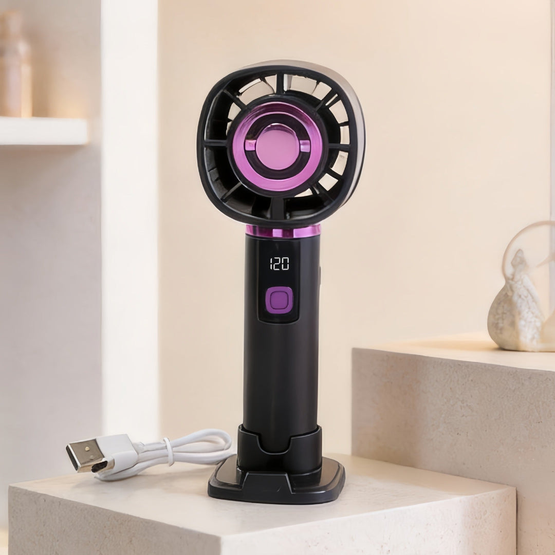 Effektiv mini-vifte med digital temperaturvisning; gir optimal forfriskning for alle anledninger.
