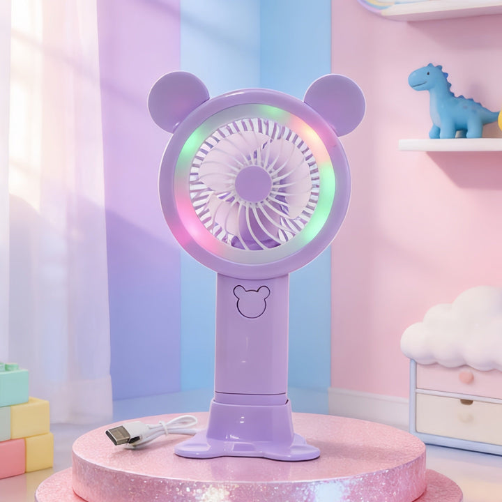 Unik design USB håndvifte med integrert LED-lys og sterk luftstrøm.