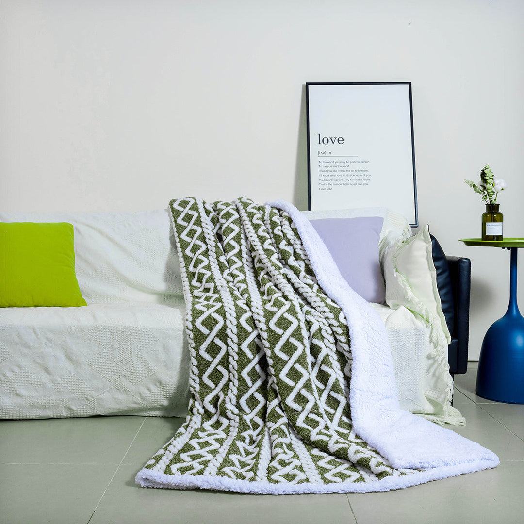Komfortabelt og mykt boho pledd i nøytrale farger, en ideell gave for hjemmet, gir varme og hygge.