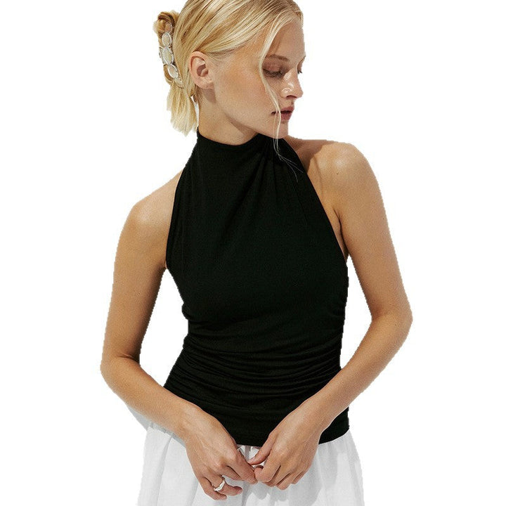 Vinrød høyhalset volangtopp. Elegant og figurvennlig topp for dame, perfekt til jobb og festlig anledning.