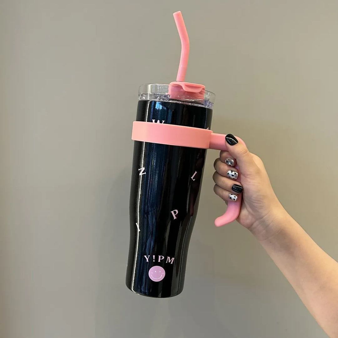 Dame isolert drikkeflaske 1200ml med bærehåndtak. Gjenbrukbar, BPA-fri vannflaske for trening & reise.
