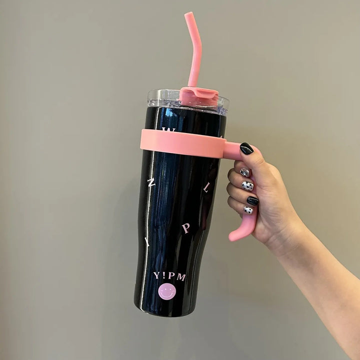 Dame isolert drikkeflaske 1200ml med bærehåndtak. Gjenbrukbar, BPA-fri vannflaske for trening & reise.