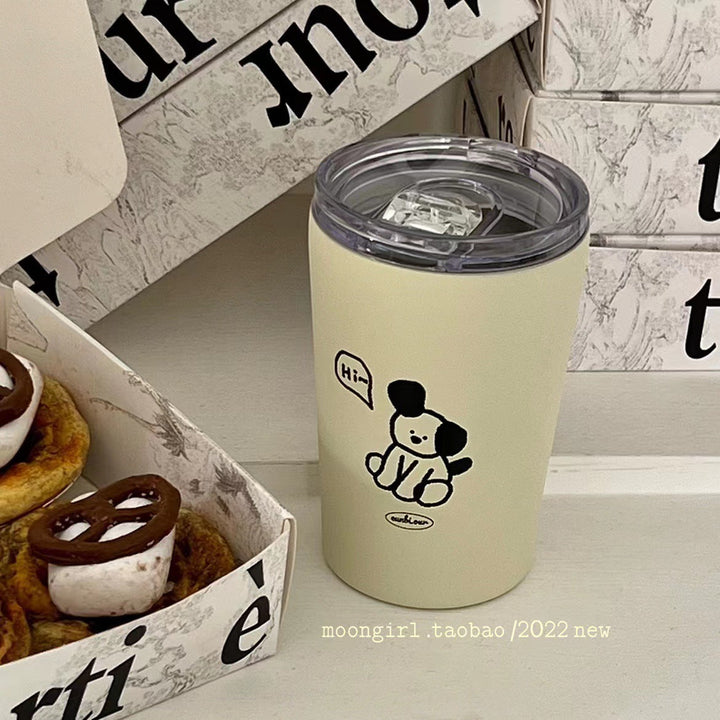 Dame Isoleringskopp med Søtt Hundedesign, 360 ml