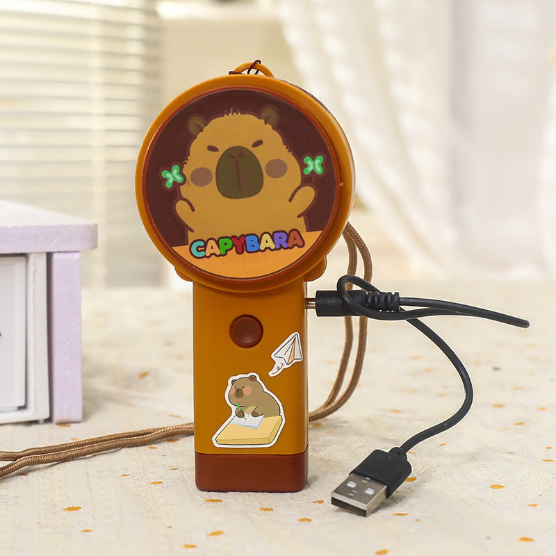 Unik Capybara-formet USB vifte, en søt bærbar mini vifte for enkel og effektiv avkjøling.