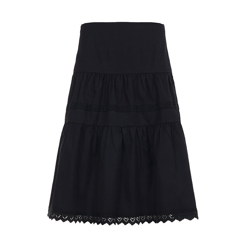 Dame Elegant Lagdelt Skjørt med Lekre Spissdetaljer