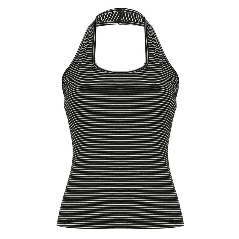 Damer sporty haltertopp med brede striper, designet for komfort og stil. En allsidig kvinnetopp for aktiv bruk.