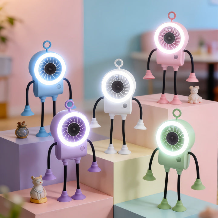 Fargerik LED bordvifte for dame, gir frisk luft og stemningsfull belysning for soverom eller stue.