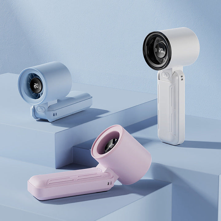 Unisex bærbar digital kjølevifte for personlig komfort, ideell for sommer og reise, med oppladbart batteri.