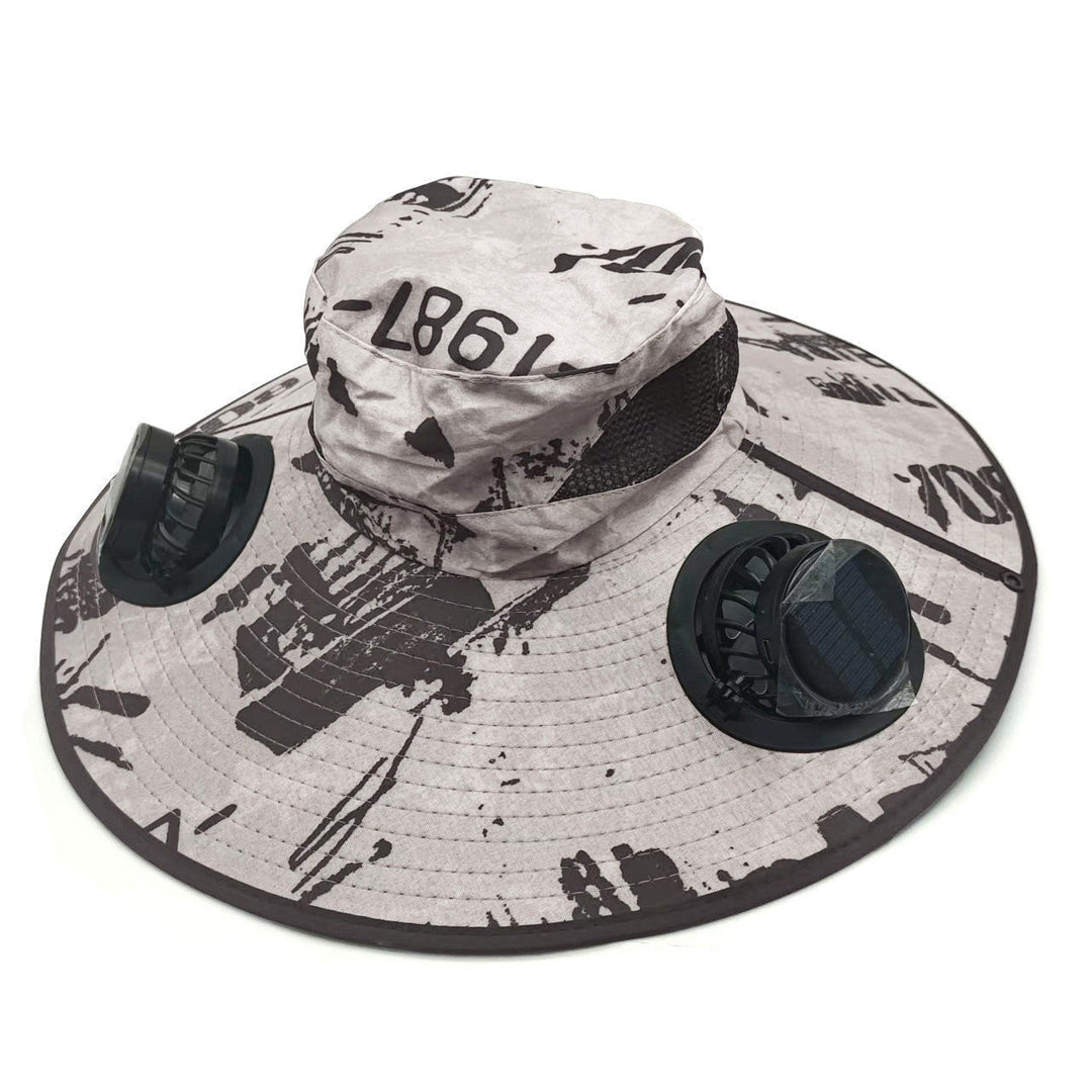 Unisex sommerhatt for sol og varme, utstyrt med vifter for optimal ventilasjon og komfort.