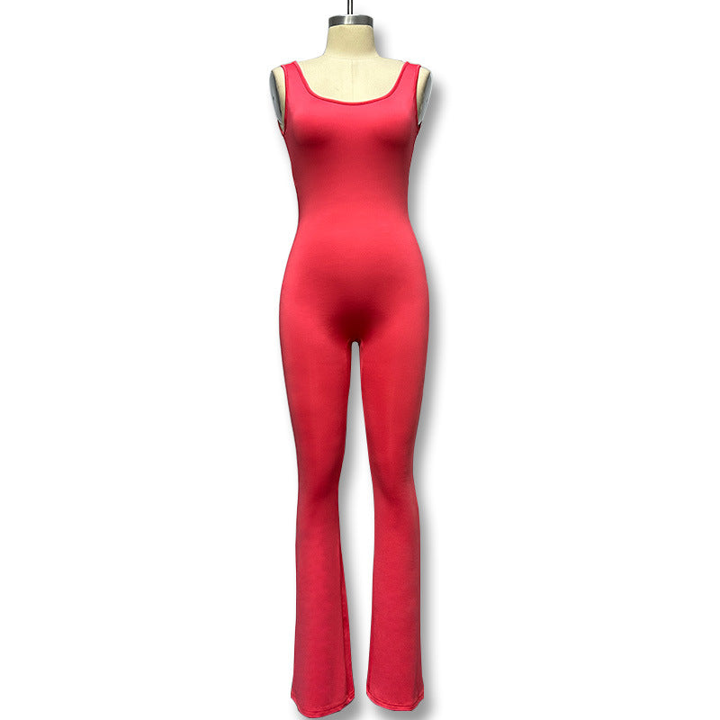 Detalj av pustende stoff i dame jumpsuit, optimal komfort for trening og fritid.