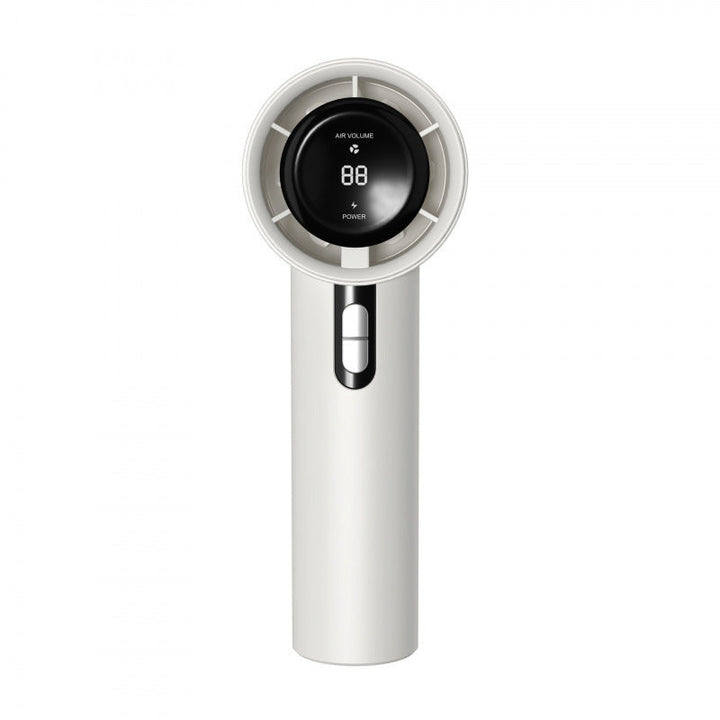 Bærbar USB-vifte med klart digitalt display, lett å lade. Gir kjølig komfort overalt i sommer.