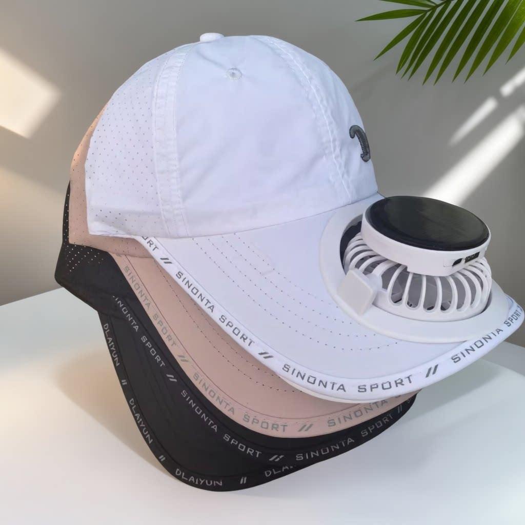 Justerbar unisex baseballcaps med innebygd vifte for effektiv hodekjøling og komfort.