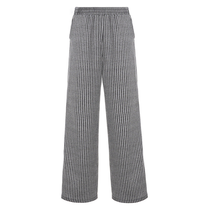 Mote-riktige casual bukser for kvinner med brede striper, designet for en chic og komfortabel stil.