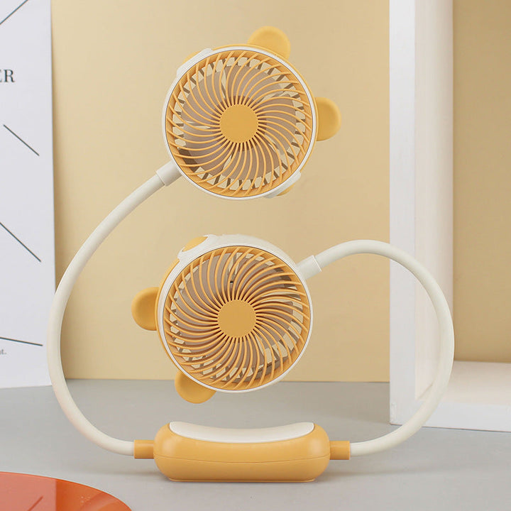 Elegant hvit nakkevifte, perfekt for å holde temperaturen nede på varme dager.