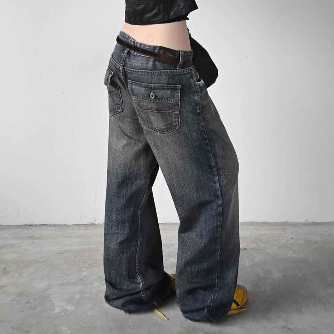 Blå dame chino denim jeans med høy midje og avslappet stil, en must-have fritidsbukse.