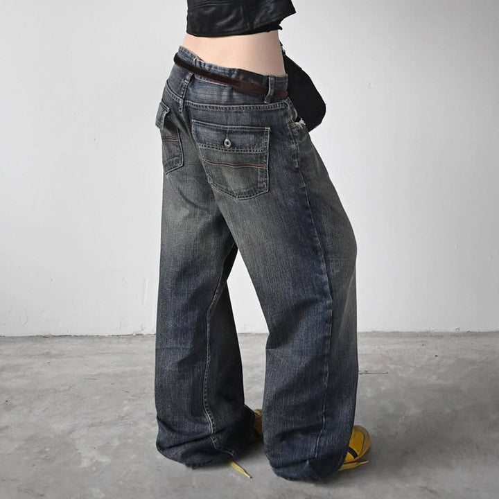 Blå dame chino denim jeans med høy midje og avslappet stil, en must-have fritidsbukse.