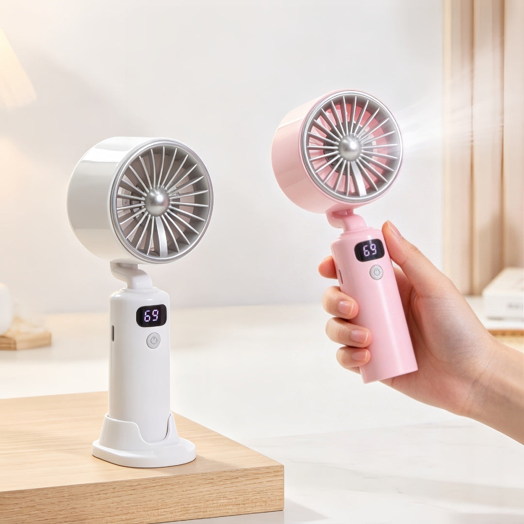 Elektrisk reisevifte for unisex, med digital hastighet og stille motor, ideell for kontor og utendørs.