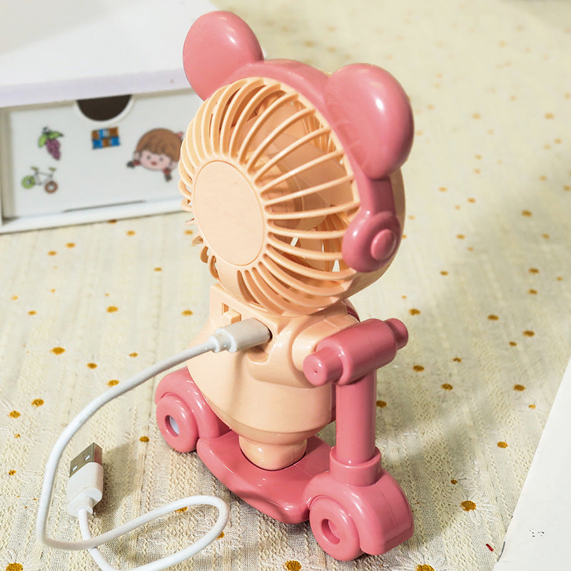 Portabel minivifte med bedårende dyredesign. Håndholdt USB-vifte for kjølig sommer, enkel å lade.