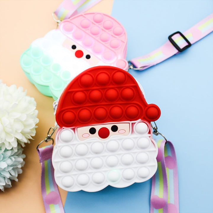 Morsom silikon Pop It veske for kvinner. Anti-stress skulderveske med push-pop bobler for glede.