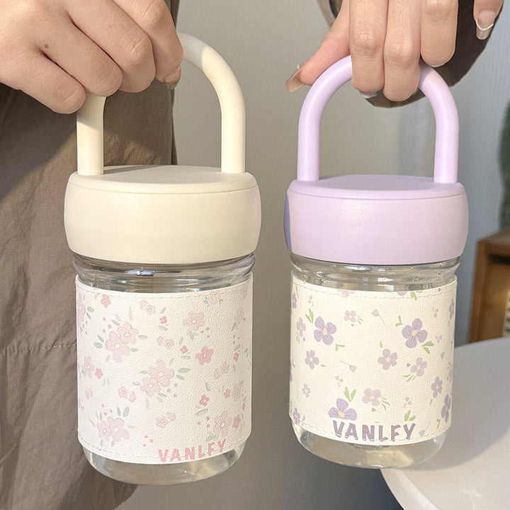 Dame drikkebeger med tegneserie-hundedesign, 420 ml. Rosa, lekkasjesikker og søt gaveidé for kvinner.