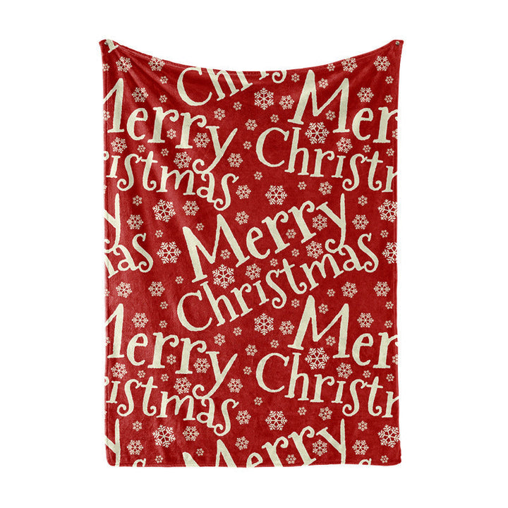 Koselig julepledd med vintermotiv, juletre og gaver, ideelt for sofaen eller som festlig juledekor i hjemmet.