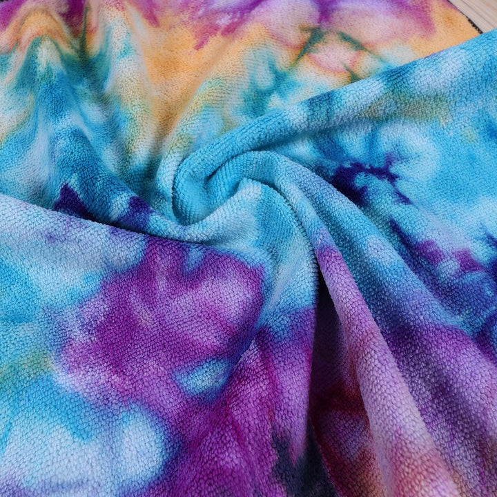 Casual oversized fargerik tie-dye poncho for damer med praktisk hette.