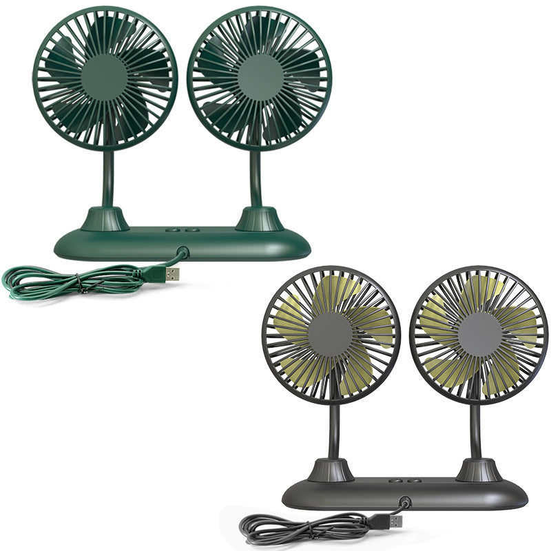 Bærbar USB skrivebordsvifte med doble justerbare vifter. Kraftig kjøling for kontor, hjem og reise.
