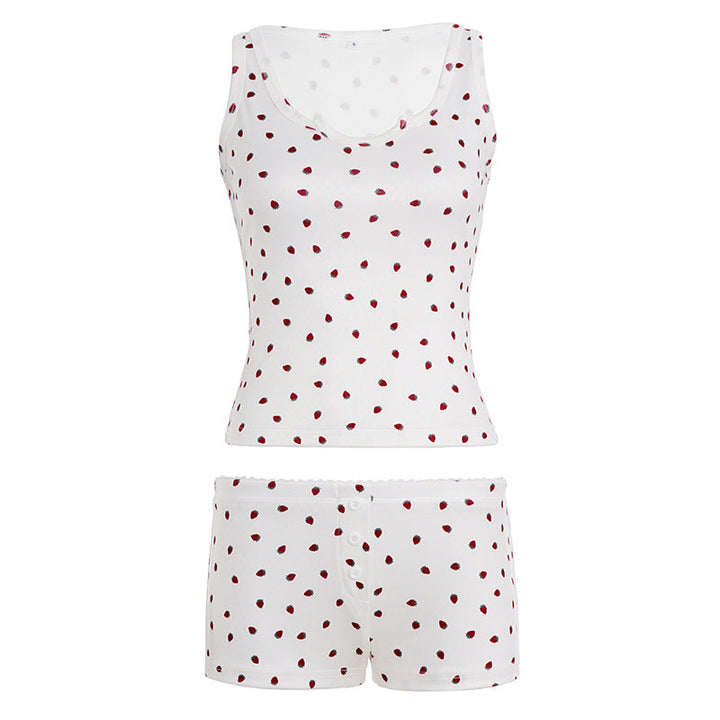 Perfekt gave: komfortabelt damepysjamasett i bomull med tidløse prikker og shorts for alle aldre.