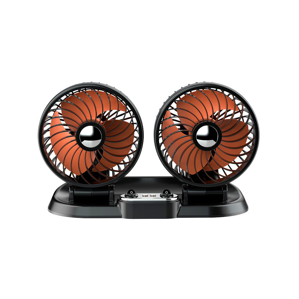 Dobbelthodet bærbar bilvifte; USB-drevet ventilator for effektiv kjøling. Perfekt bilutstyr for sommerreise.